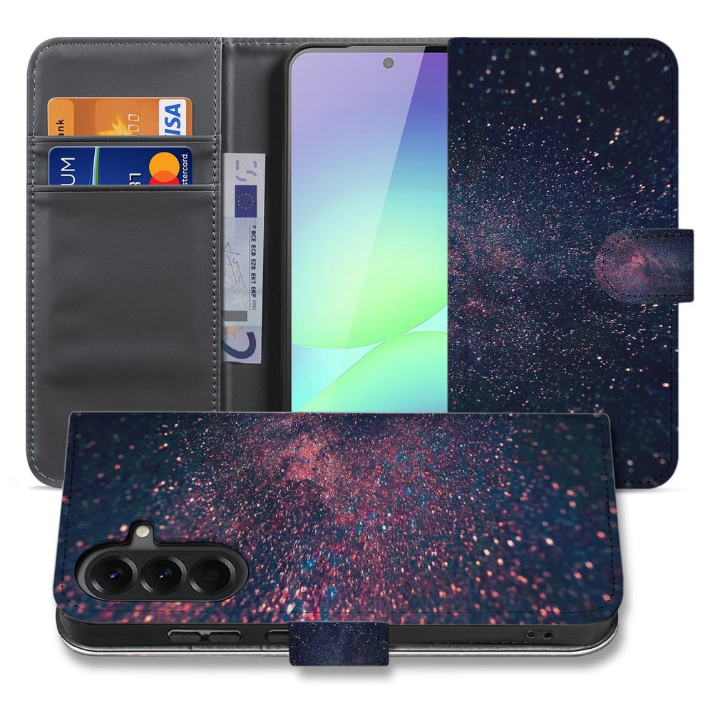 Samsung Galaxy A37 Book Case Paars Blauw Glitter Sterren