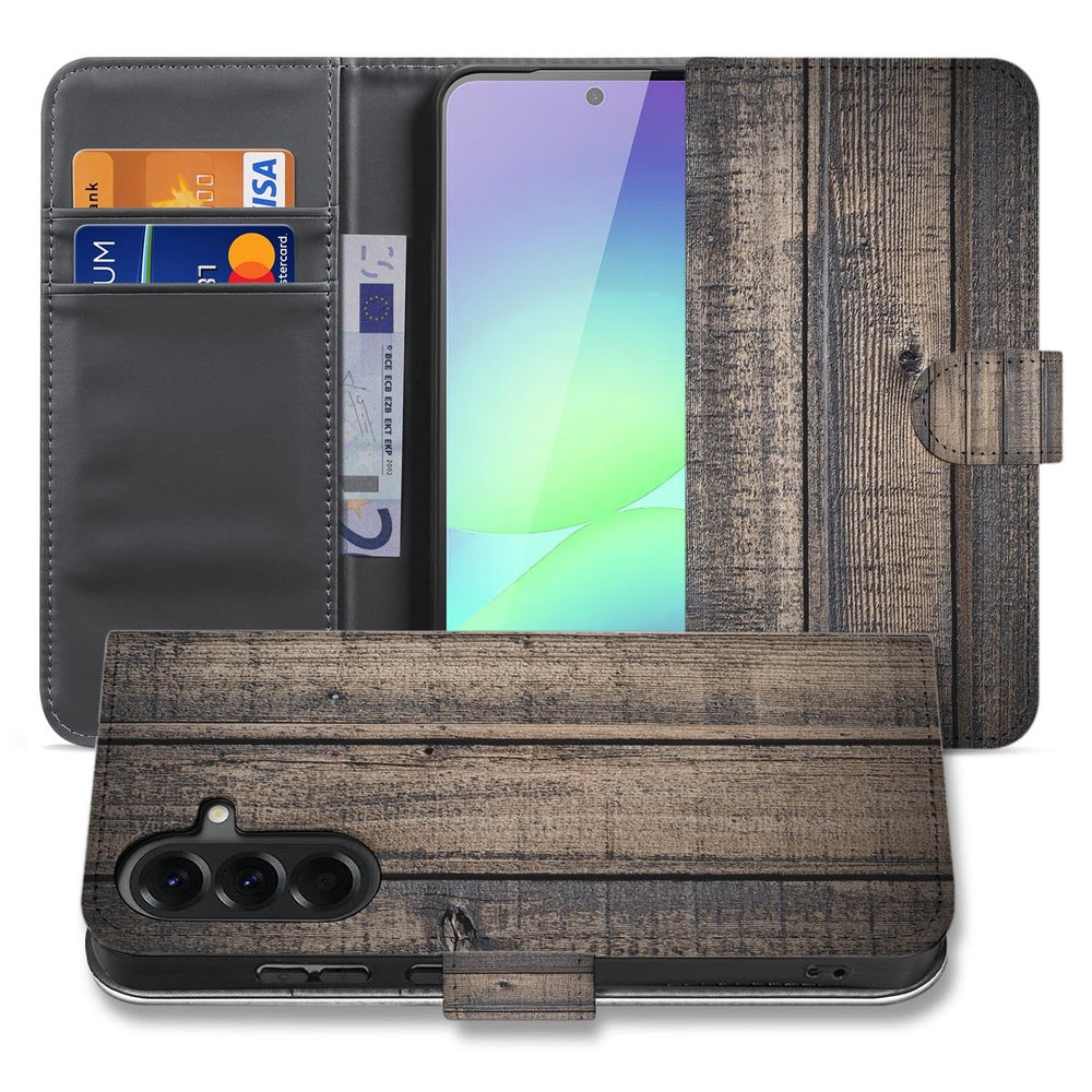 Samsung Galaxy A37 Book Case Hoesje Steigerhout Design