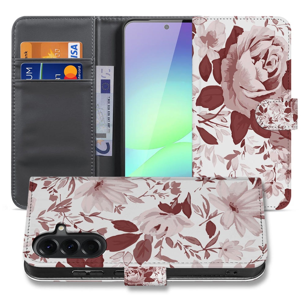 Samsung Galaxy A37 Boekhoesje Watercolor Flowers Vooraanzicht.