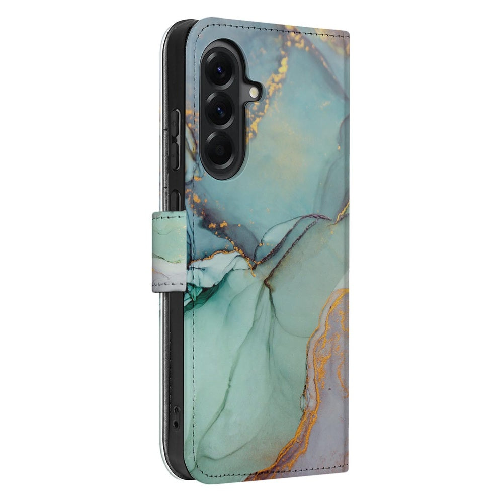 Samsung Galaxy A37 Bookcase Hoesje Watercolor Mix met Pasjeshouder Schuin aanzicht.