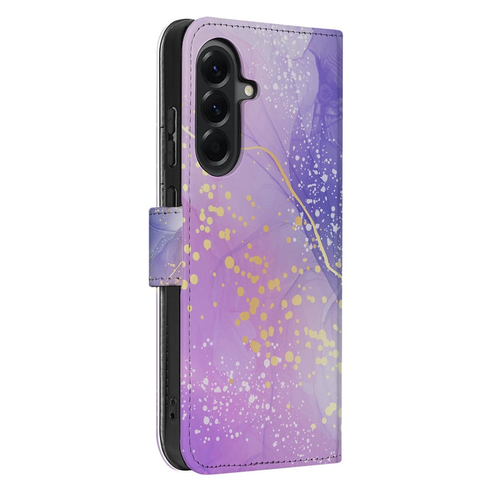 Samsung Galaxy A37 Hoesje Watercolor Paars Portemonnee Hoesje Vooraanzicht.