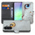 Samsung Galaxy A37 Book Case Hoesje Witte Kat Dierenprint met Pasjeshouder Vooraanzicht.