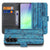 Samsung Galaxy A37 Book Case Hoesje Afgebladderd Blauw Hout Portemonnee Hoesje Vooraanzicht Detail.