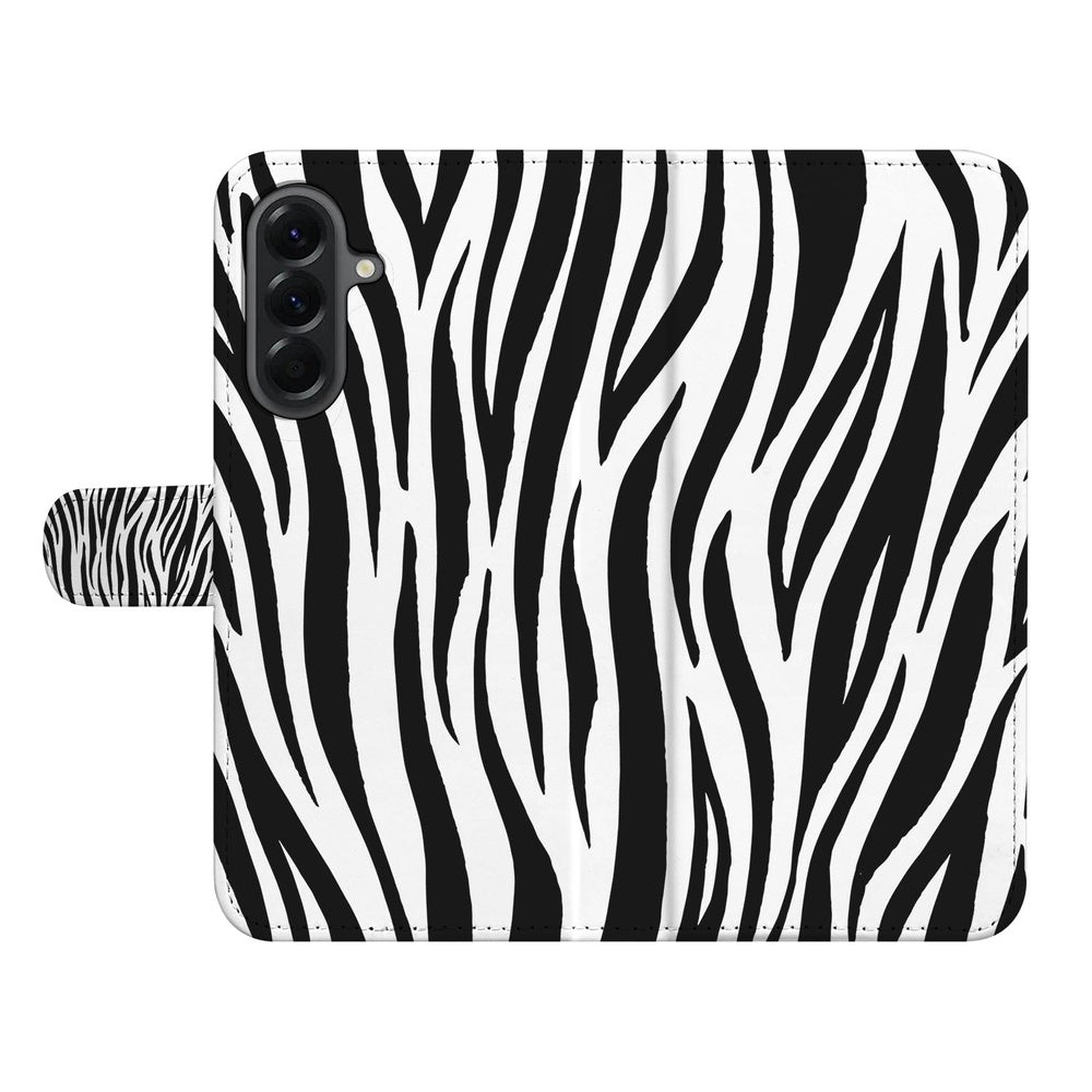 Samsung Galaxy A37 Bookcase Hoesje Zebra Print Vooraanzicht.