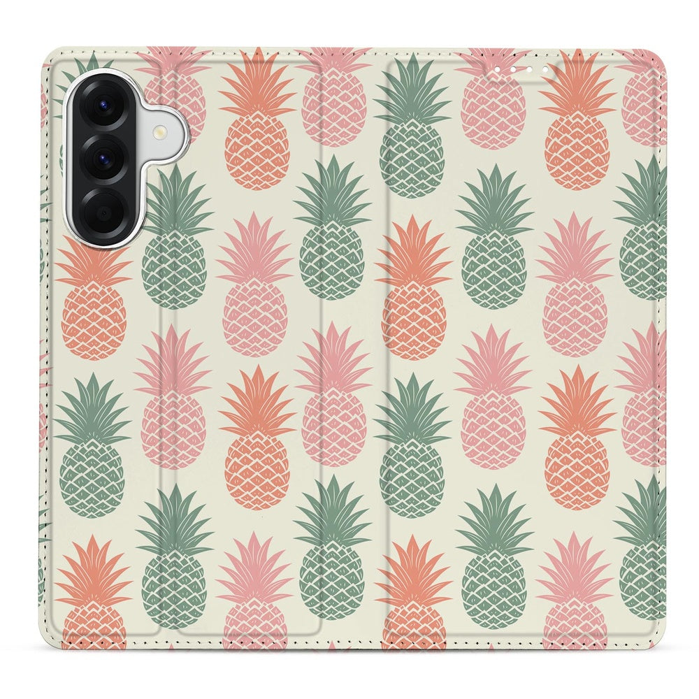 Samsung Galaxy A37 Bookcase Ananas bookcase ananas motief voorkant.