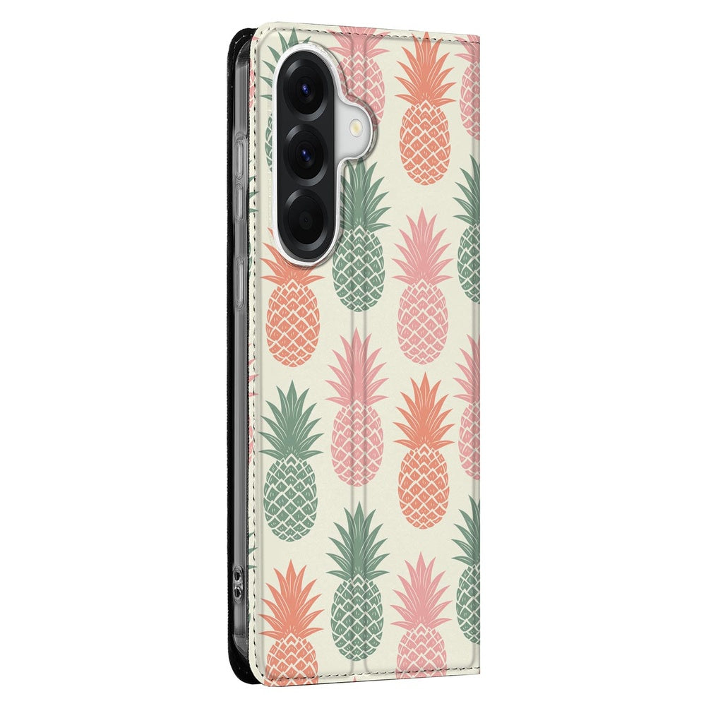 Samsung Galaxy A37 Bookcase Ananas flip-style cover Ananas motief vooraanzicht.