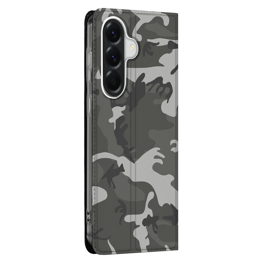 Samsung Galaxy A37 Bookcase Hoesje Army Light Camouflage Zijkant.