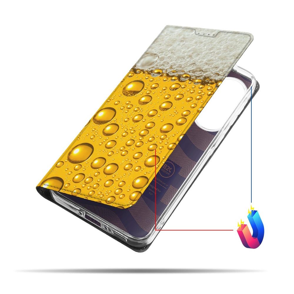 Samsung Galaxy A37 Bookcase Bier Flip Style Cover Bier Voorzijde.