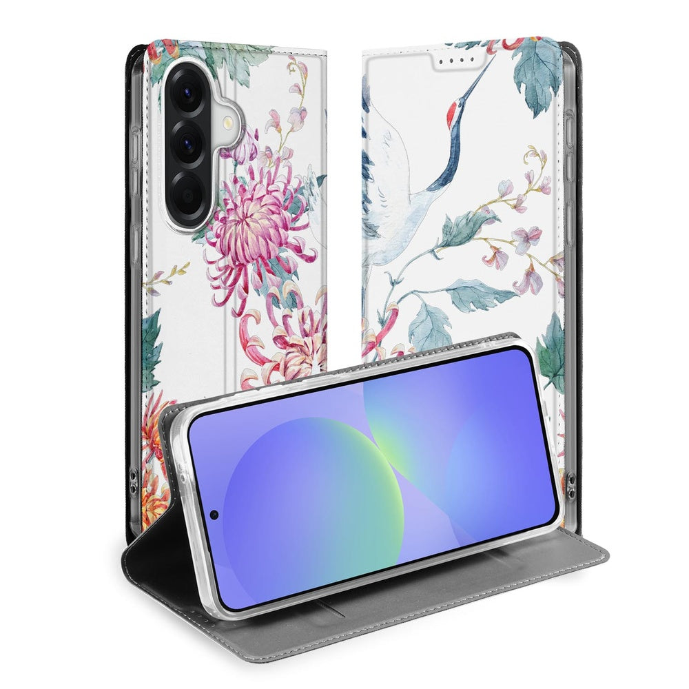 Samsung Galaxy A37 Telefoonhoesje Bird Flowers design binnenkant openstaand.