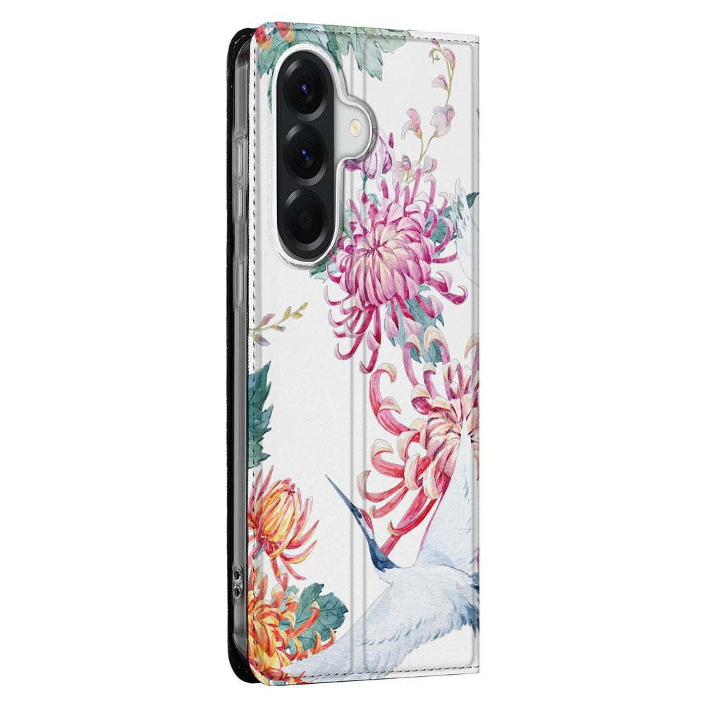 Samsung Galaxy A37 Telefoonhoesje Bird Flowers zijkant kleurrijke bloemenprint.