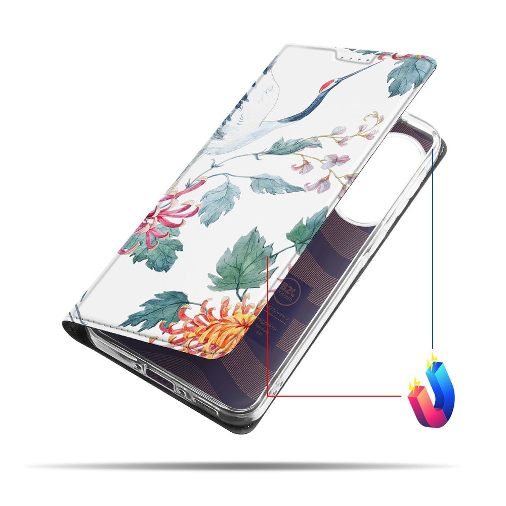 Samsung Galaxy A37 Telefoonhoesje Bird Flowers design zicht van opzij.