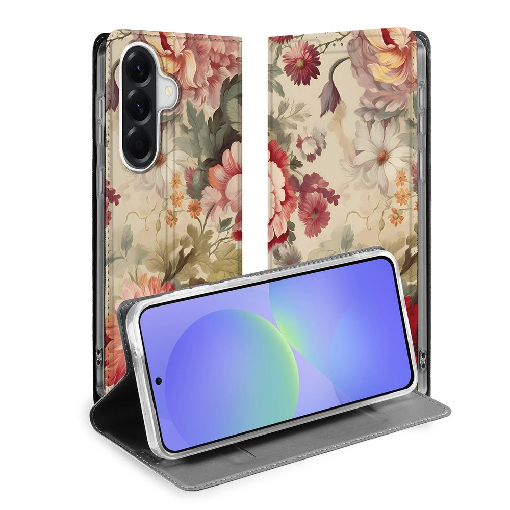 Samsung Galaxy A37 Flip Style Hoesje Bloemen bloemenprint design open aanzicht.