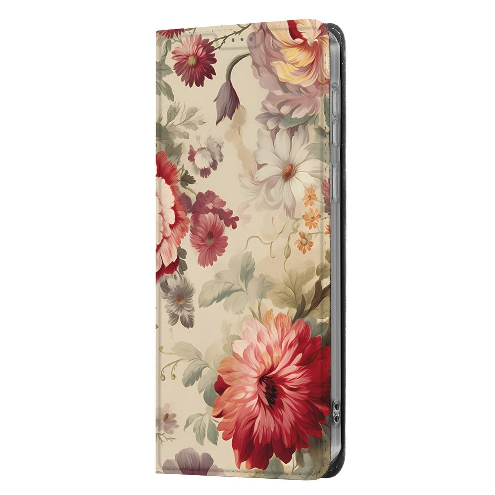 Samsung Galaxy A37 Flip Style Hoesje Bloemen Flip hoesje bloemenprint zijkant.