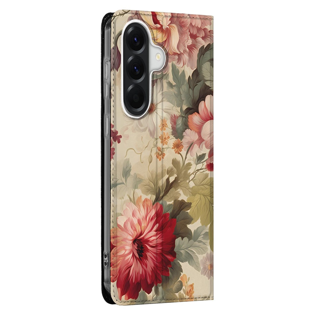 Samsung Galaxy A37 Flip Style Hoesje Bloemen Bloemenprint Zijkant.