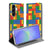 Samsung Galaxy A37 Book Case Blokken design met blokprint geopend in stand voor video-kijken.