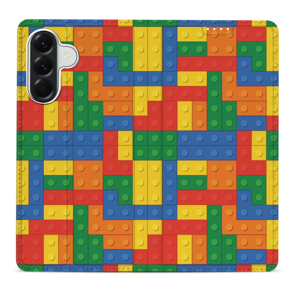 Samsung Galaxy A37 Book Case Blokken Book Case blokprint kleurrijk achterzijde.