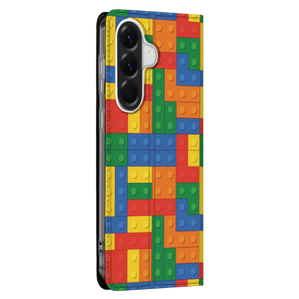 Samsung Galaxy A37 Book Case Blokken design blokprint zijaanzicht.