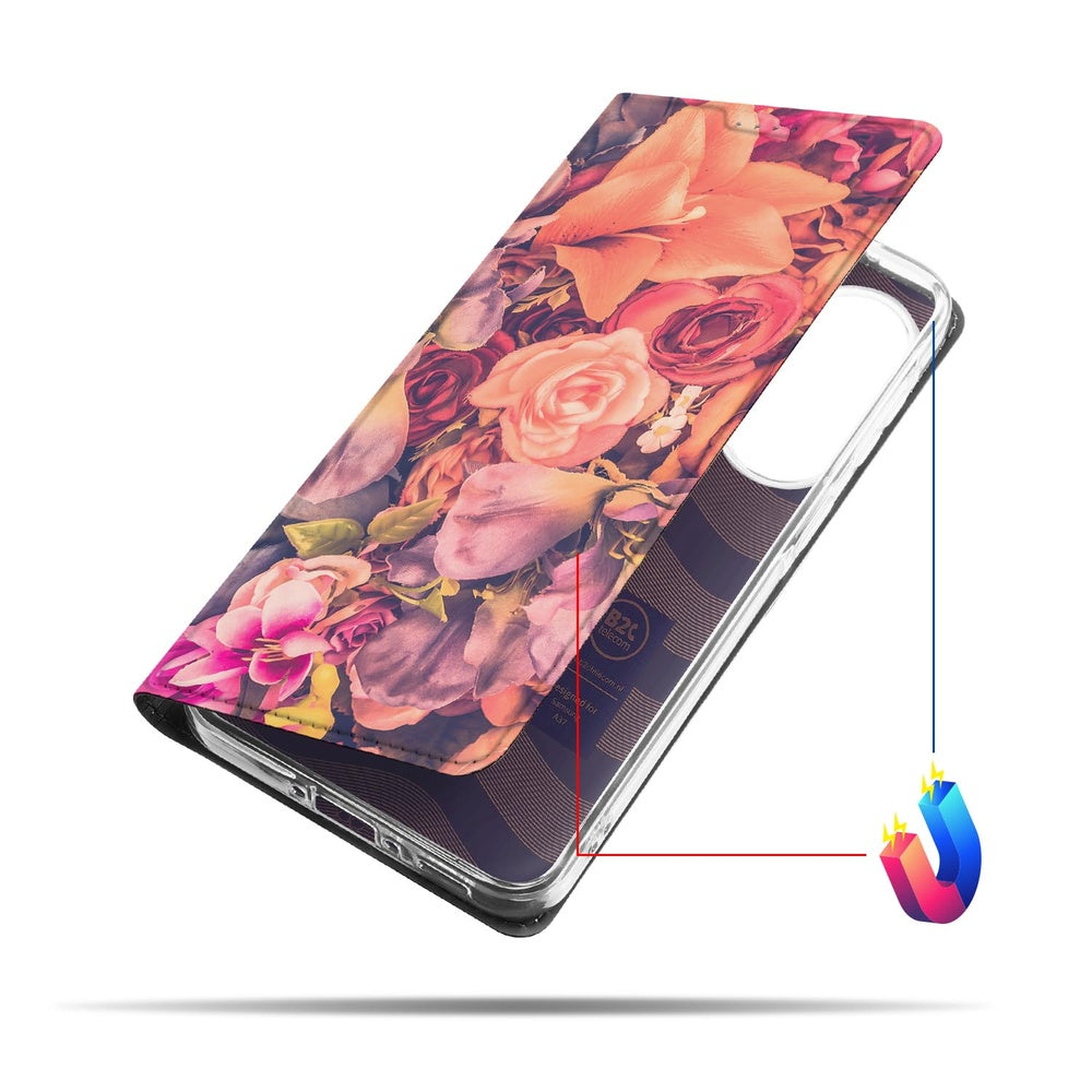 Samsung Galaxy A37 Bookcase Bosje Bloemen boekcase bloemenprint zijaanzicht.