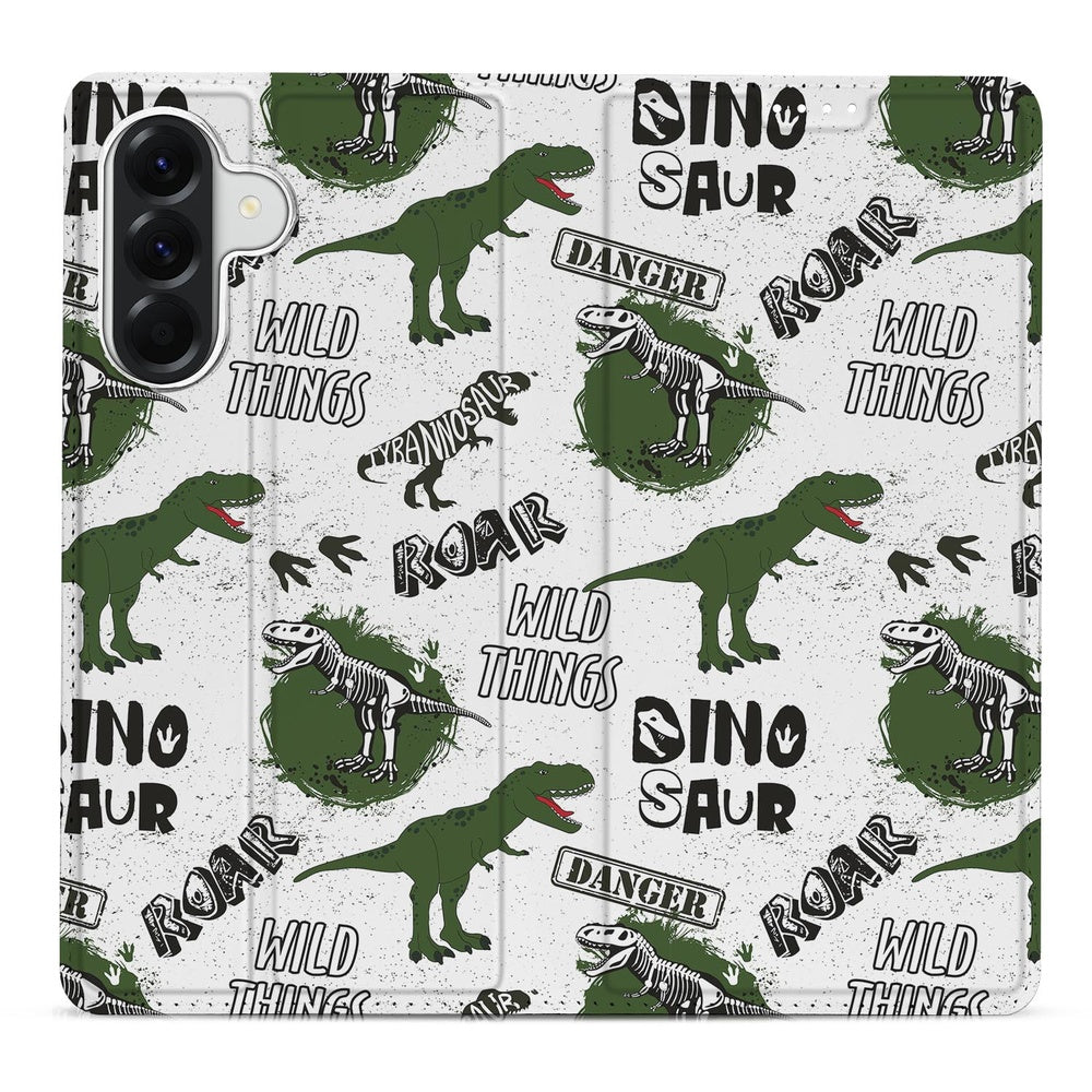 Samsung Galaxy A37 Smart Cover Hoesje Dinosaurus Dinosaurusprint Groen Hoesje. 