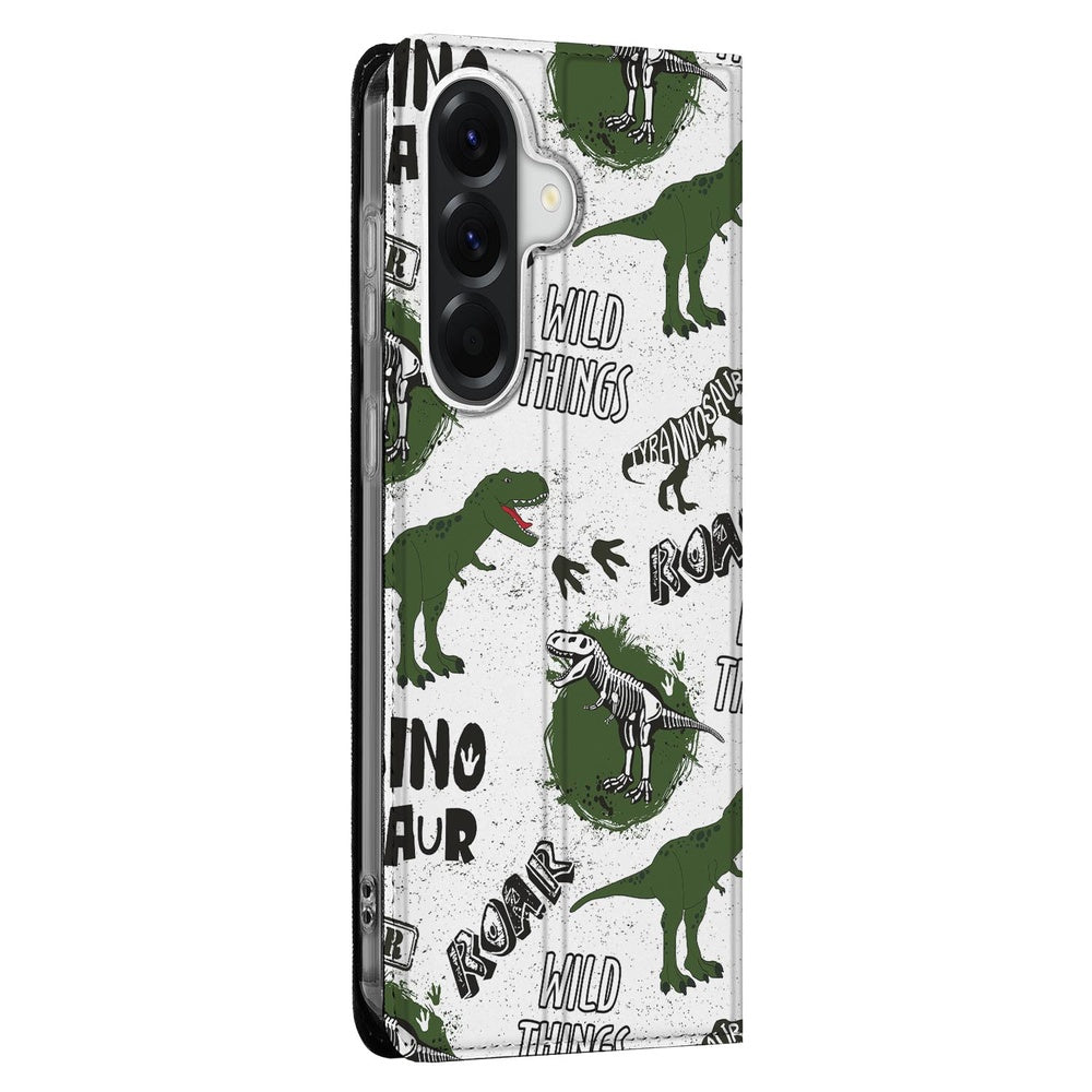 Samsung Galaxy A37 Smart Cover Hoesje Dinosaurus Dinosaurusprint Zijkant.