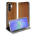Samsung Galaxy A37 Flip Style Cover Donker Hout Flip Style Cover Donker Hout Aanzicht voorzijde.