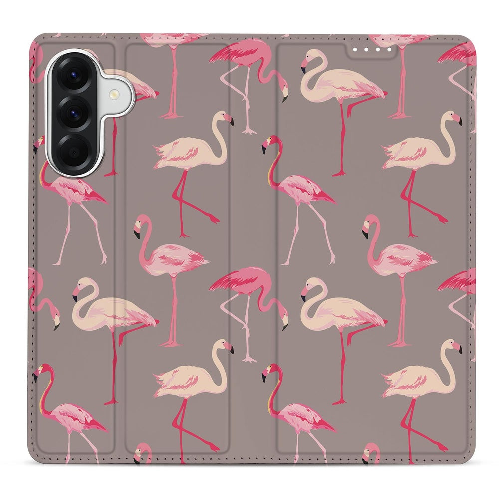 Samsung Galaxy A37 Standcase Hoesje Flamingo Flamingo print ontwerp zijaanzicht.