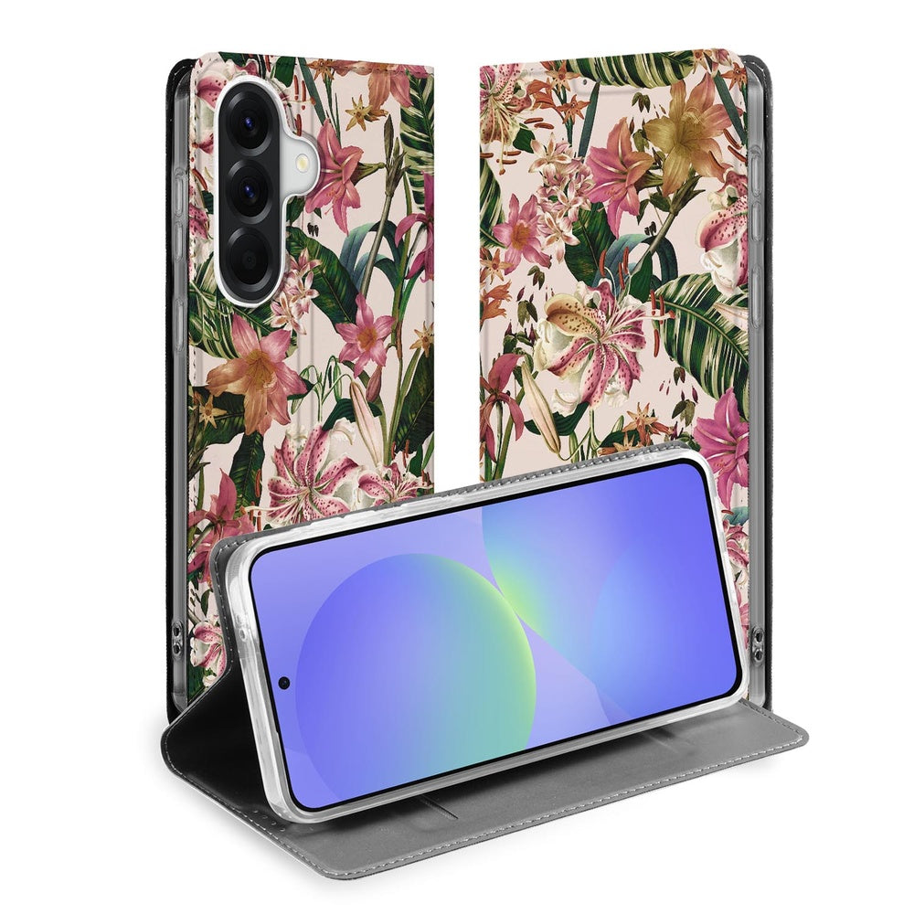 Samsung Galaxy A37 Smart Cover Hoesje Flowers Flowers-design bloemenpaterns open view.