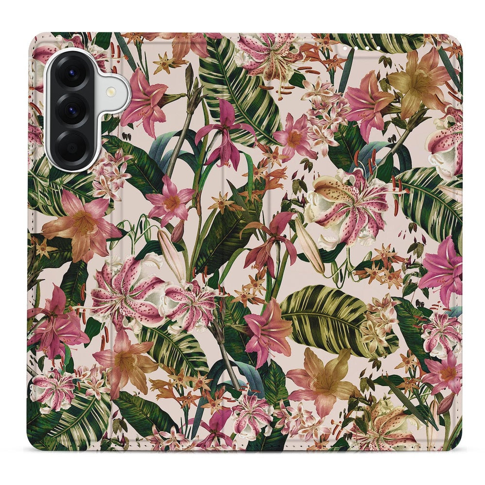 Samsung Galaxy A37 Smart Cover Hoesje Flowers bloemen ontwerp bloemendetail achterkant.