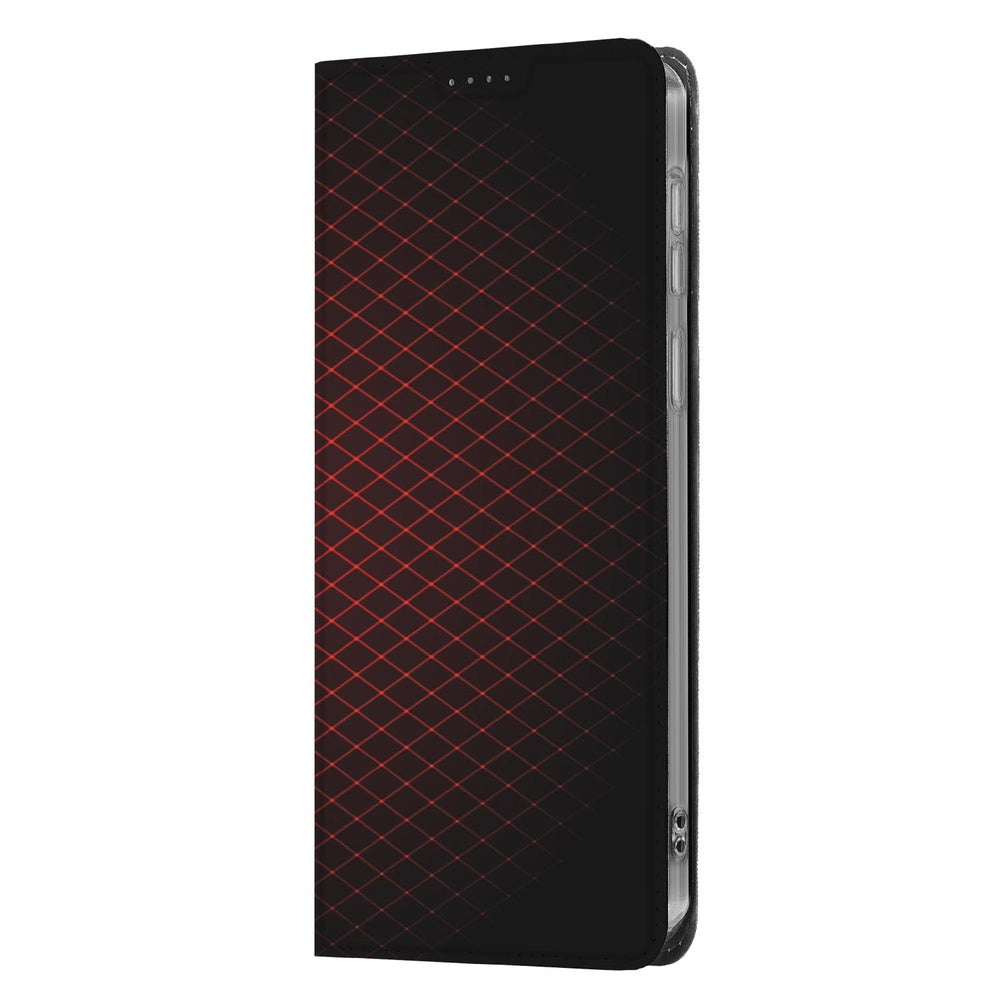 Samsung Galaxy A37 Bookcase Geruit Rood geruite print zwart-rood zijaanzicht.