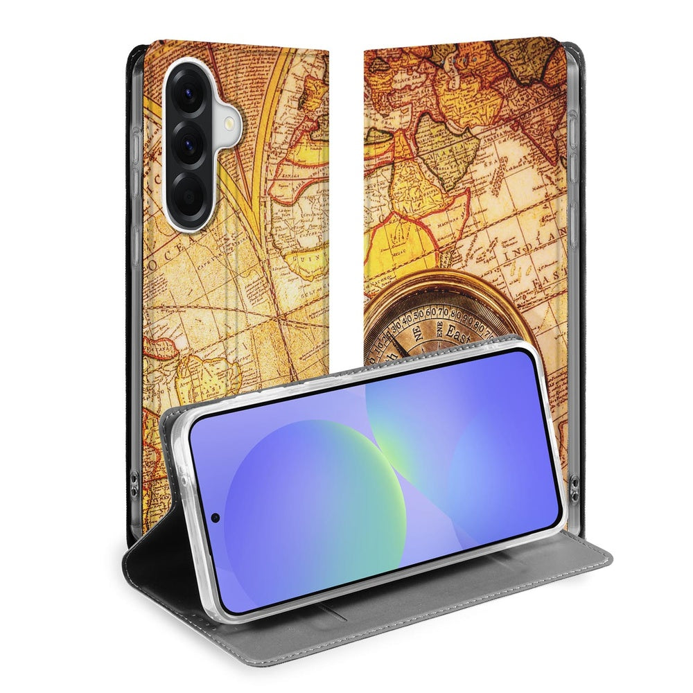 Samsung Galaxy A37 Bookcase Kompas-print Vooraanzicht.