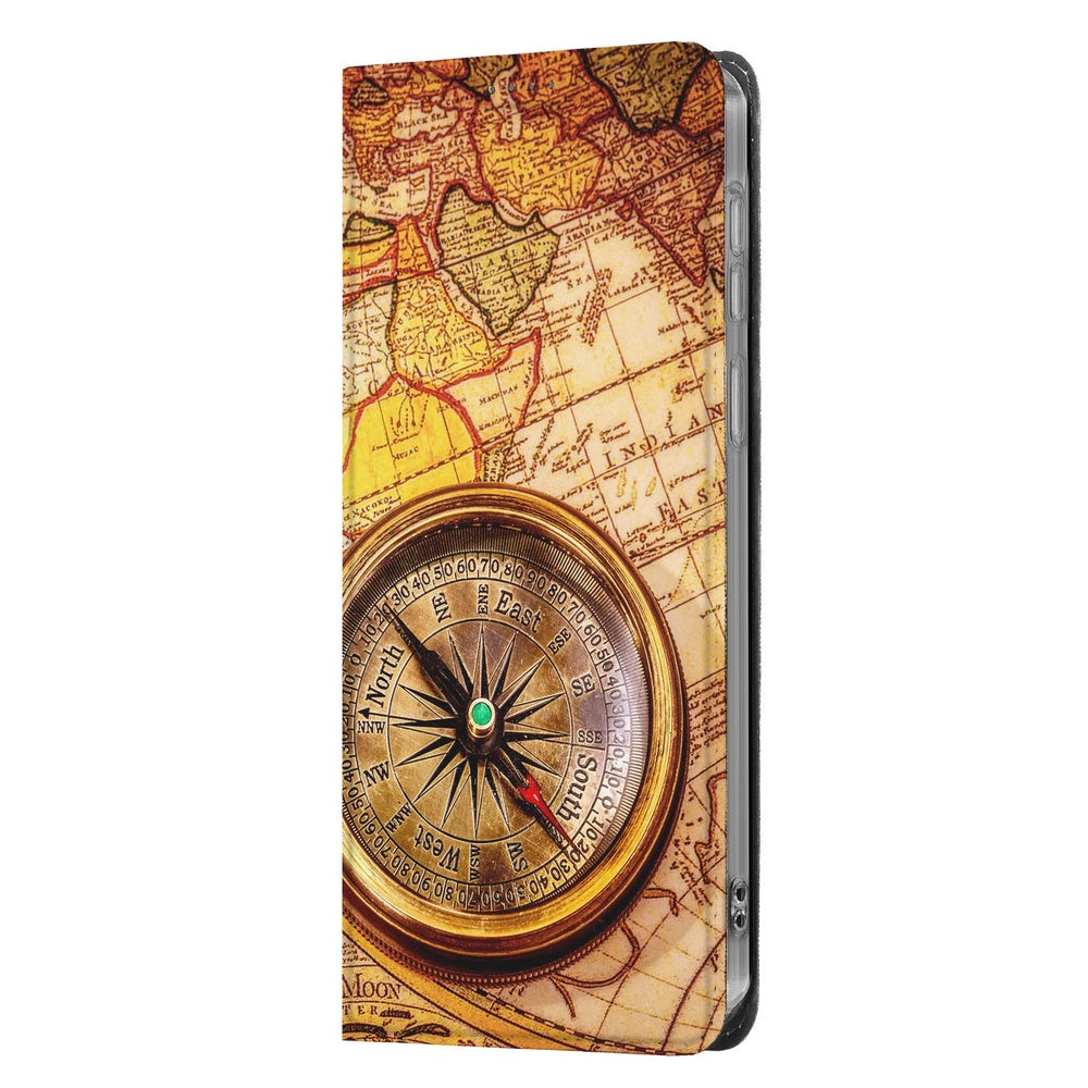 Samsung Galaxy A37 Bookcase Kompas-print zijaanzicht.