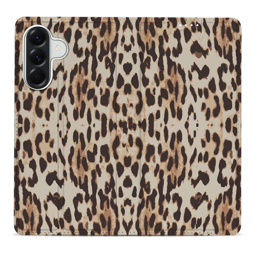 Samsung Galaxy A37 Bookcase Hoesje Leopard design achteraanzicht.
