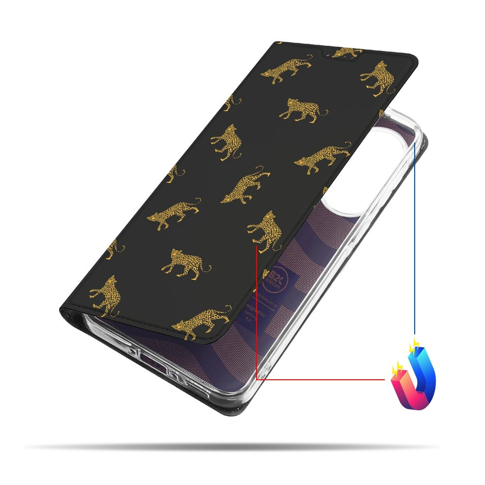 Samsung Galaxy A37 Bookcase Hoesje Leopards luipaardenprint vooraanzicht.