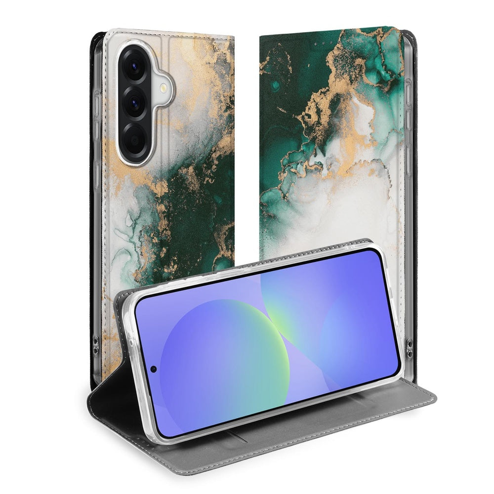 Samsung Galaxy A37 Book Cover Marmer Groen Vooraanzicht.