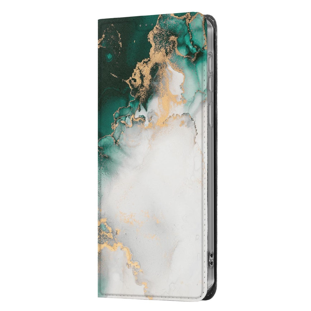 Samsung Galaxy A37 Book Cover Marmer Groen Vooraanzicht.