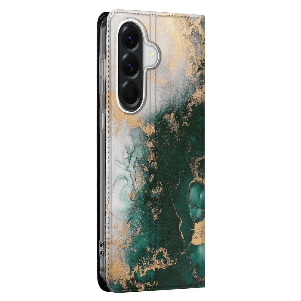 Samsung Galaxy A37 Book Cover Marmer Groen Vooraanzicht.