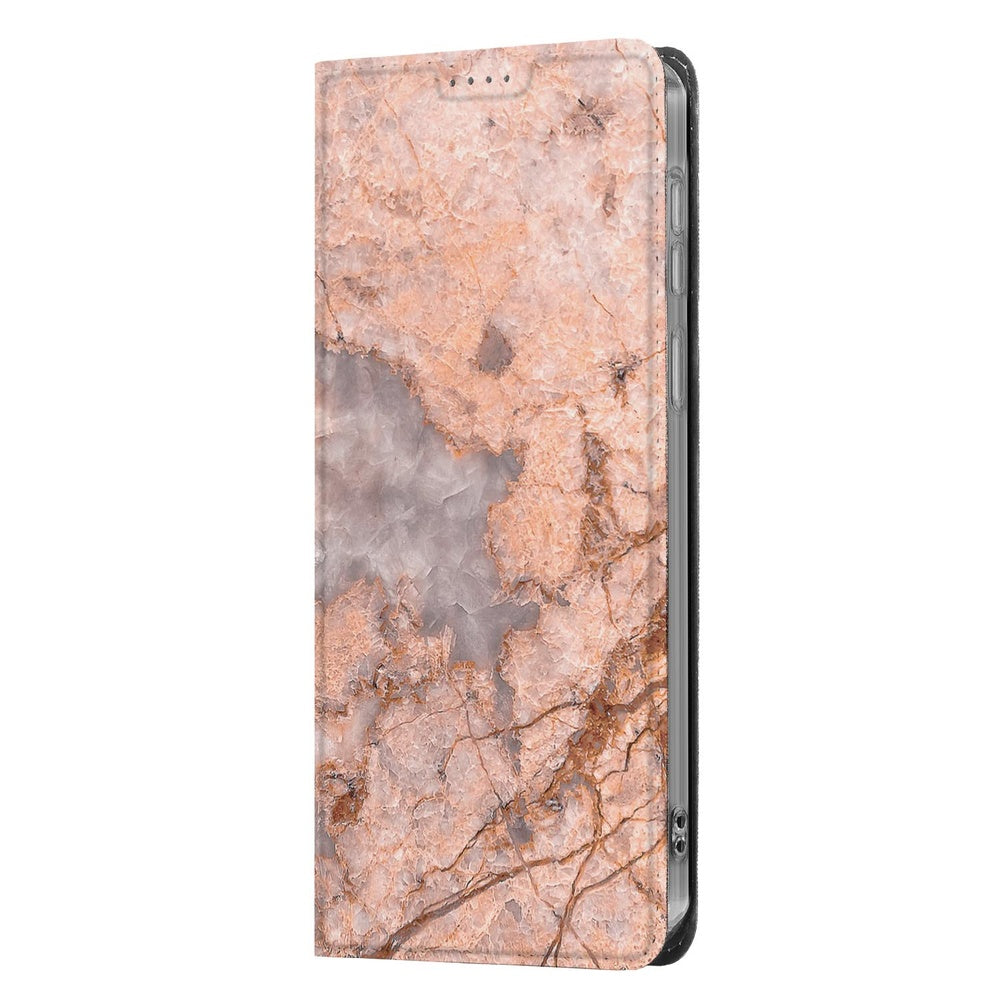 Samsung Galaxy A37 Bookcase Hoesje Marmer Oranje Vooraanzicht.