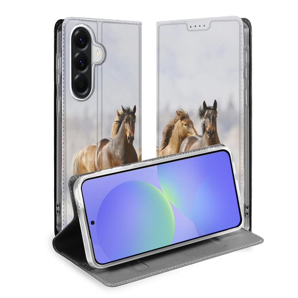 Samsung Galaxy A37 Bookcase Hoesje Paarden vooraanzicht.