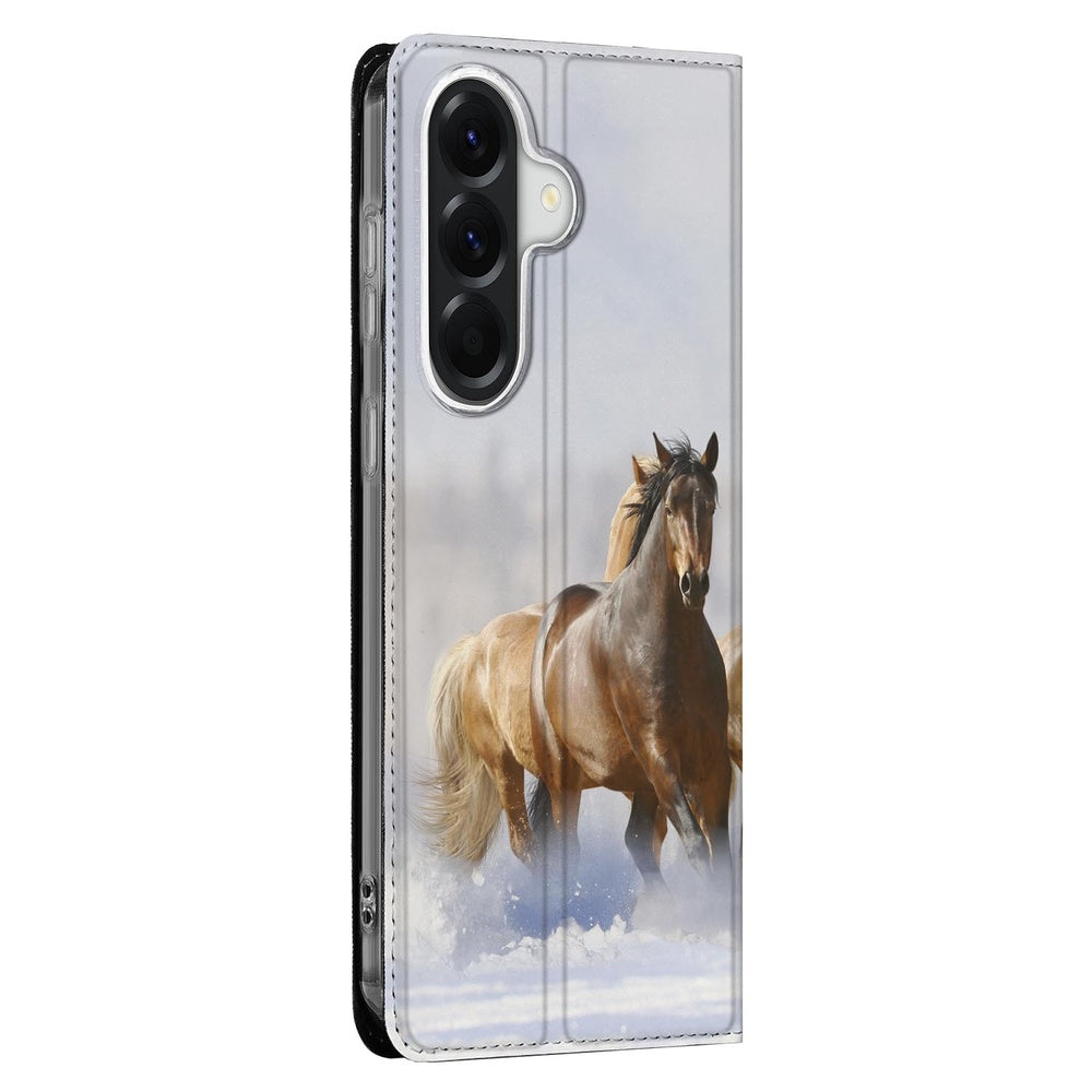Samsung Galaxy A37 Bookcase Hoesje Paarden Vooraanzicht.