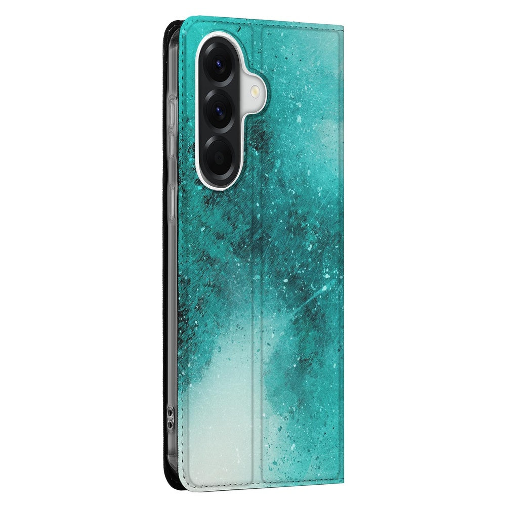 Samsung Galaxy A37 Book Case Painting Blue vooraanzicht.