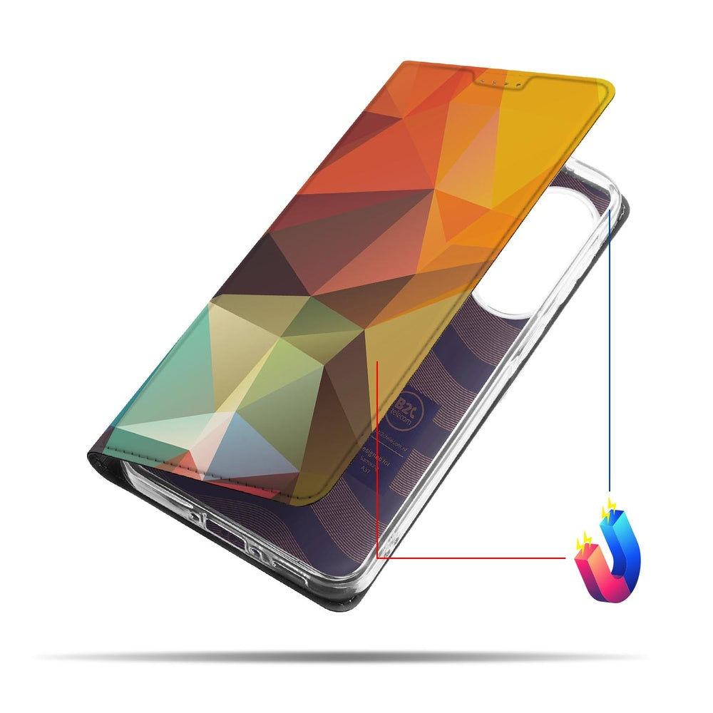 Samsung Galaxy A37 Bookcase Hoesje Polygon Color Vooraanzicht.