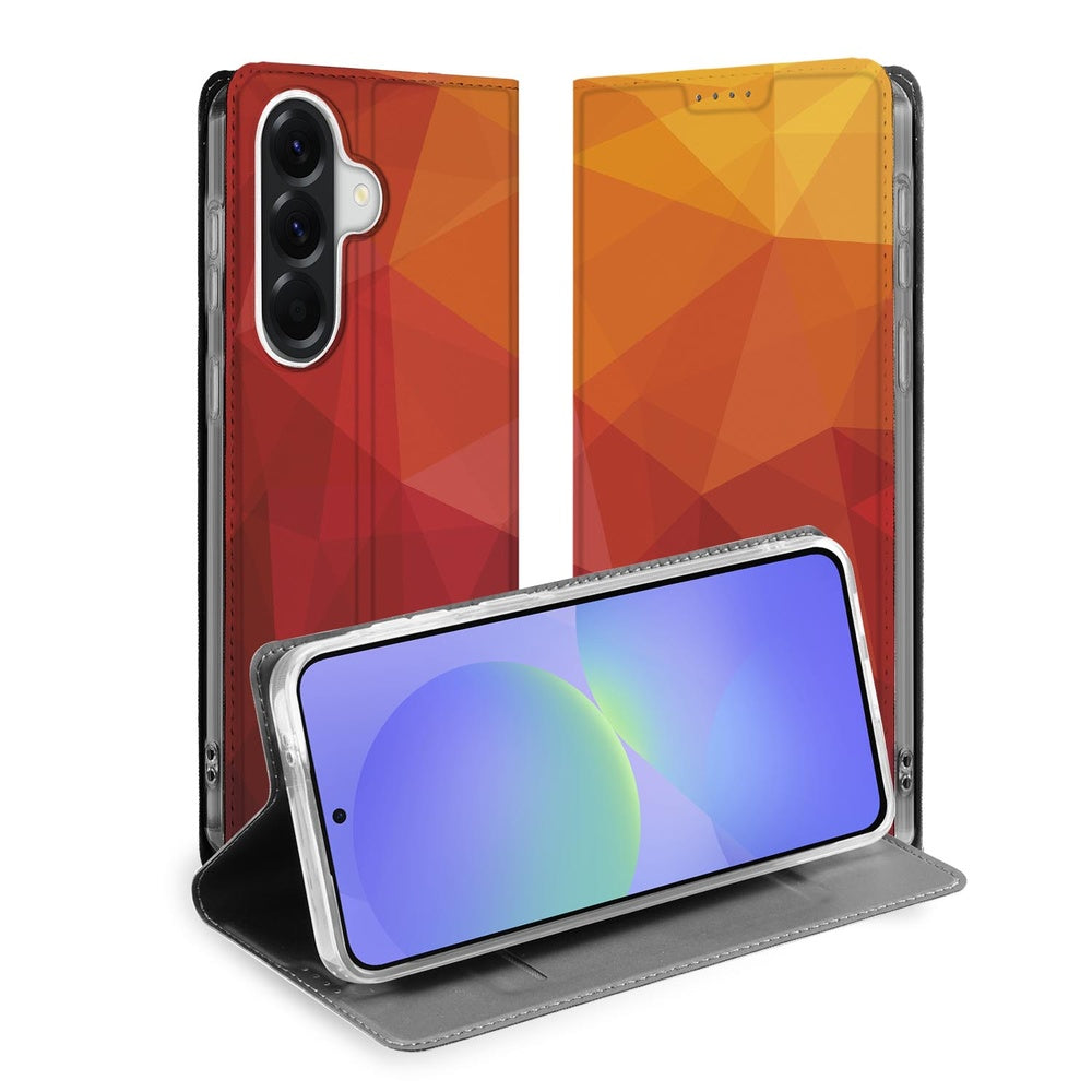 Samsung Galaxy A37 Book Case Polygon Red Vooraanzicht.