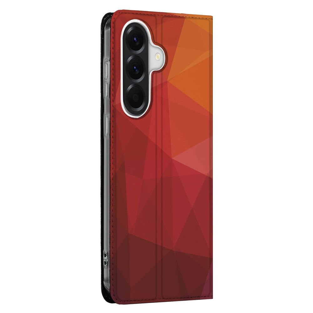 Samsung Galaxy A37 Book Case Polygon Red zijaanzicht.