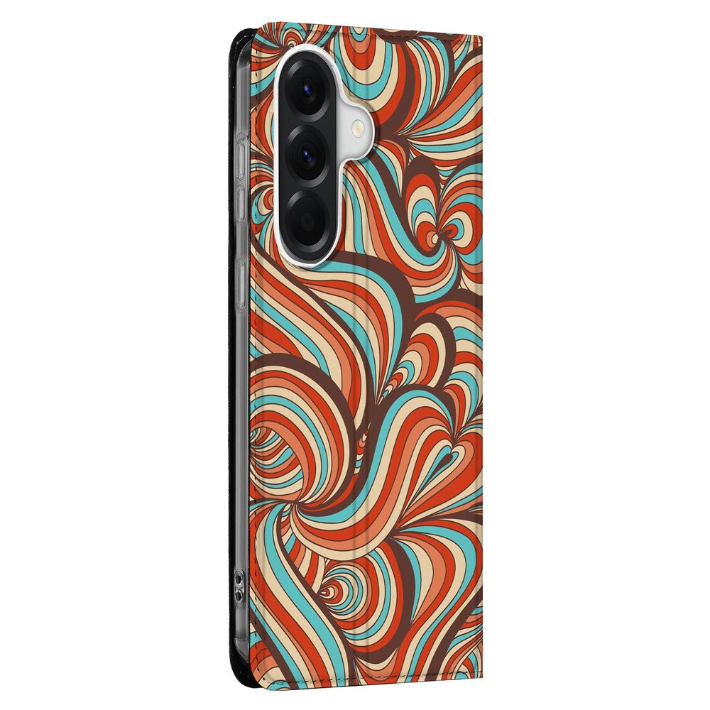 Samsung Galaxy A37 Telefoonhoesje Retro zijkant wervelende kleuren print.