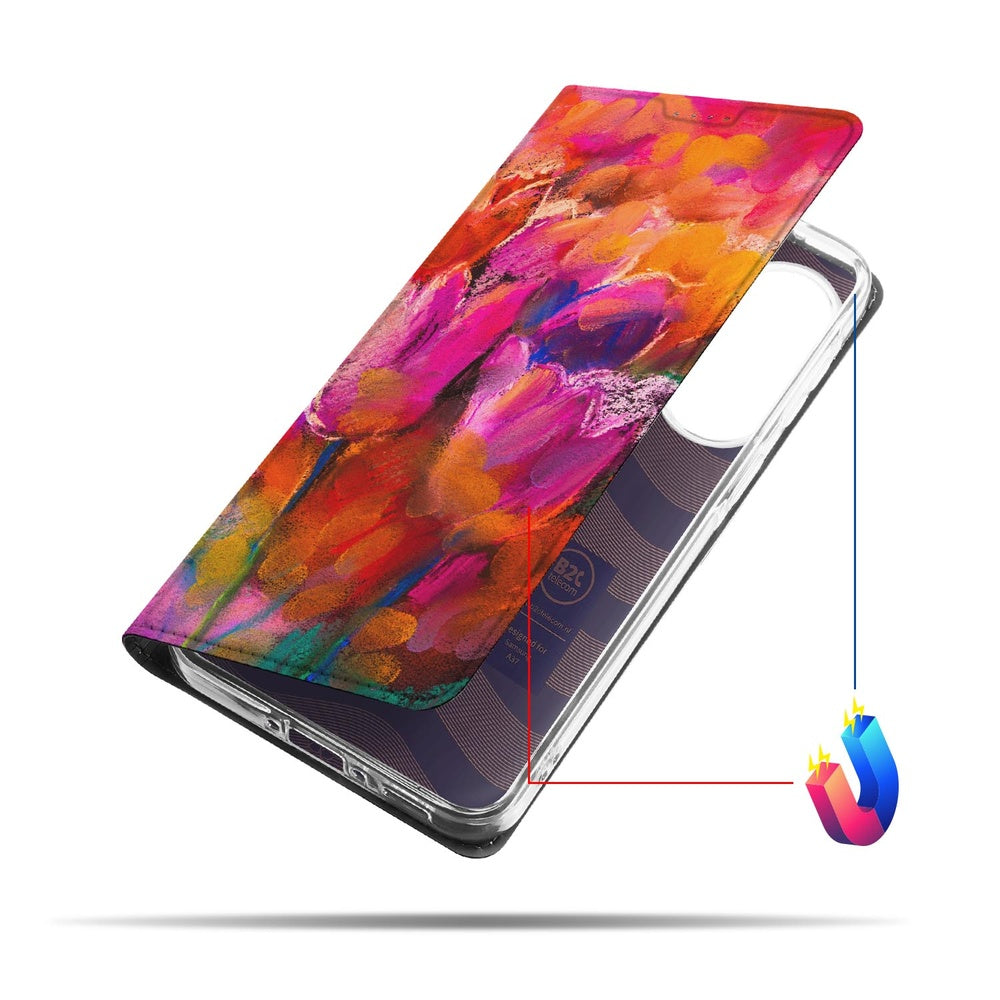 Samsung Galaxy A37 Bookcase Hoesje Tulips voorkant detail.