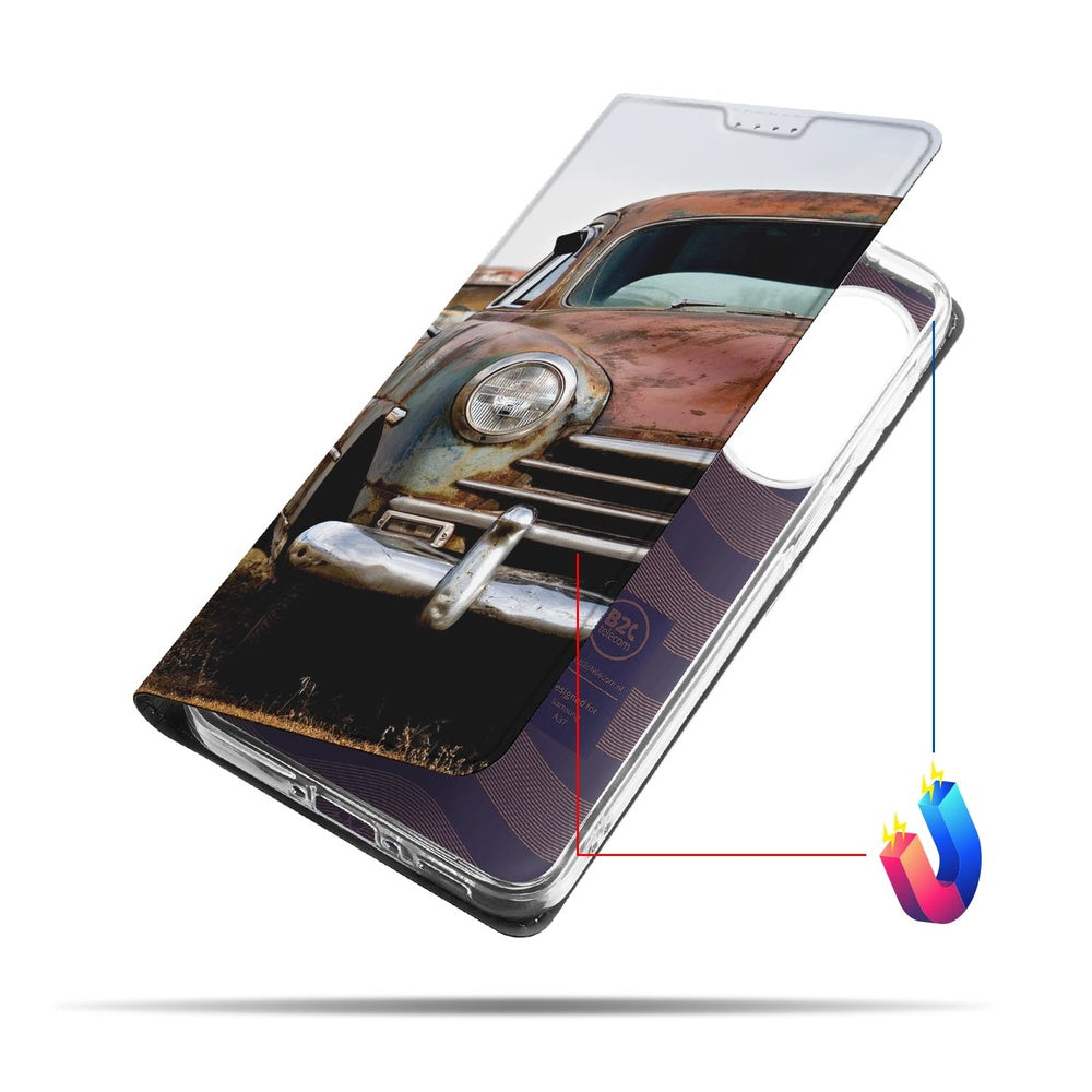Samsung Galaxy A37 Book Case Vintage Auto Voor-aanzicht.
