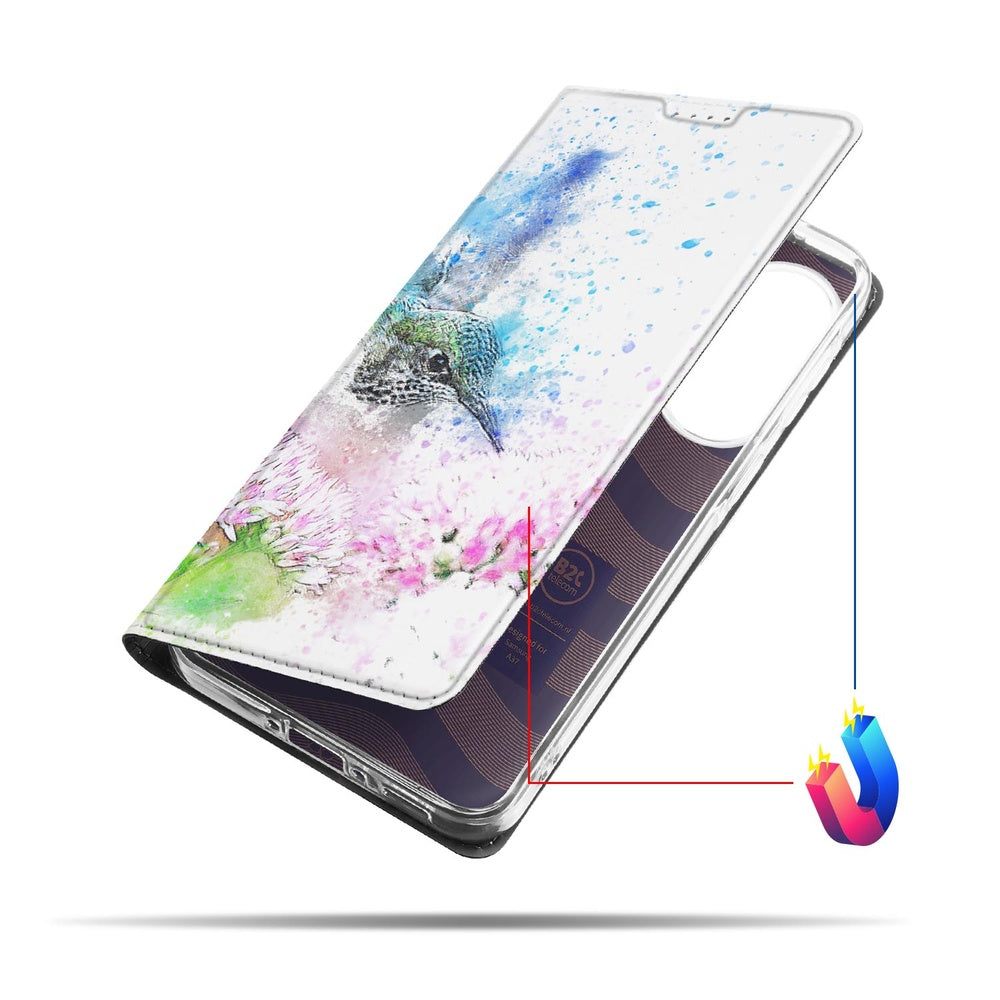 Samsung Galaxy A37 Flip Style Cover Vogel Vogelprint Vooraanzicht.