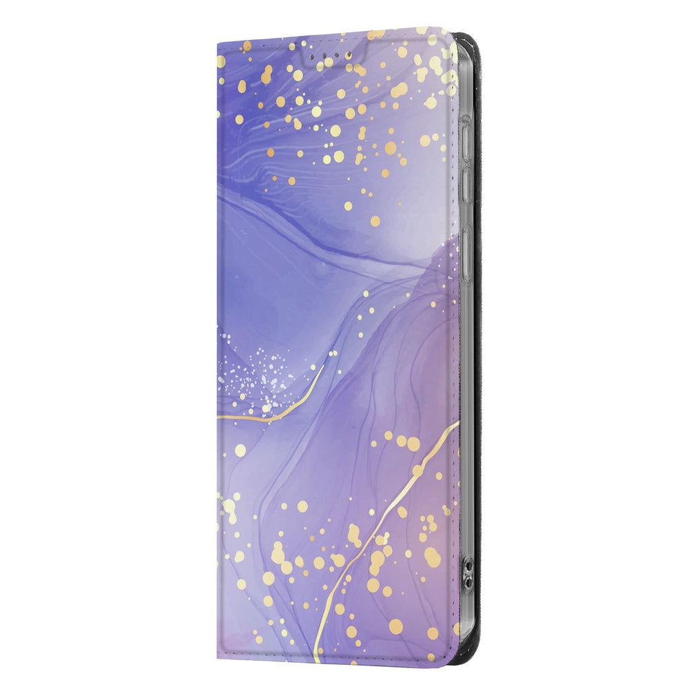 Samsung Galaxy A37 Bookcase Watercolor Paars detail aanzicht.