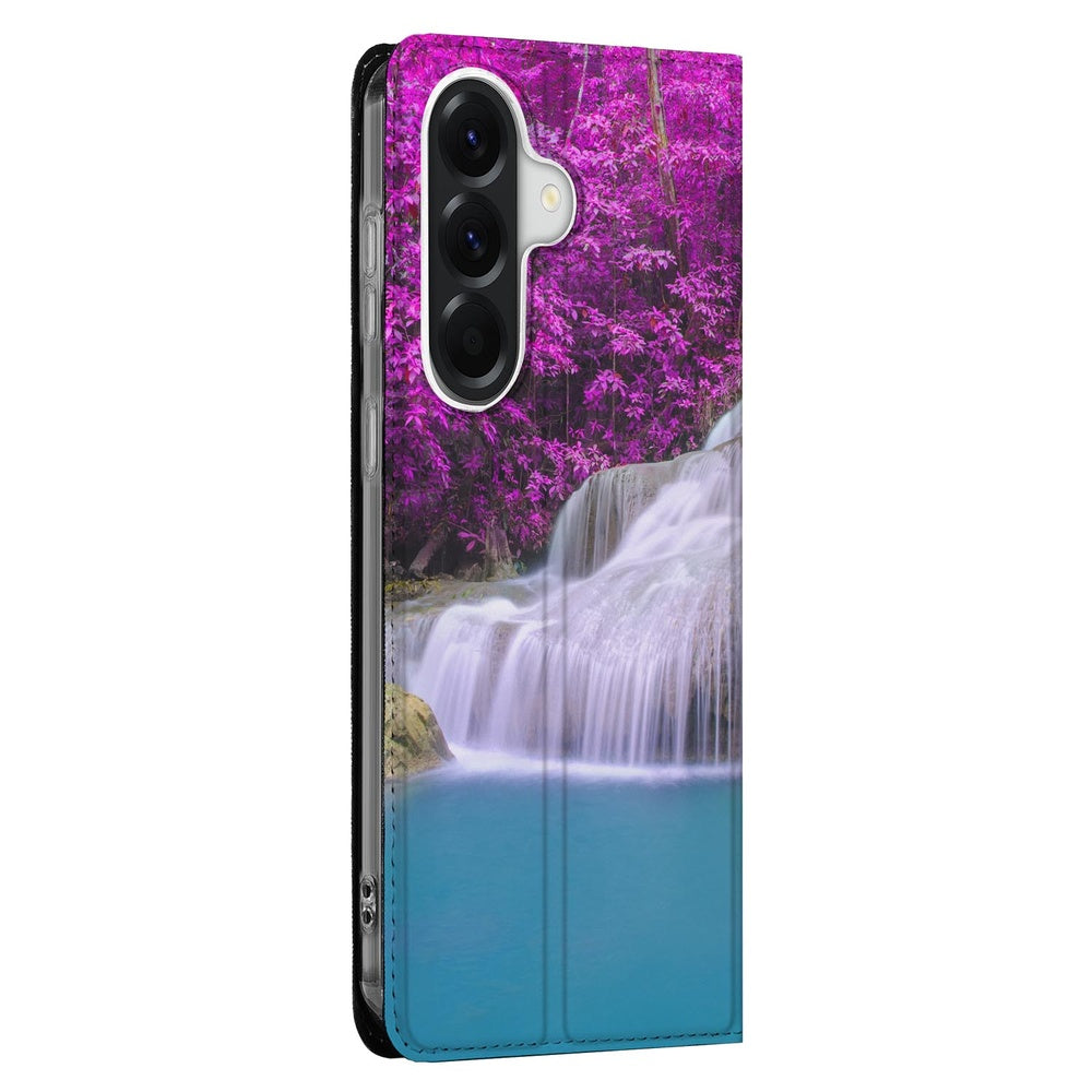 Samsung Galaxy A37 Telefoonhoesje Waterval book cover paarse watervaldesign vooraanzicht.