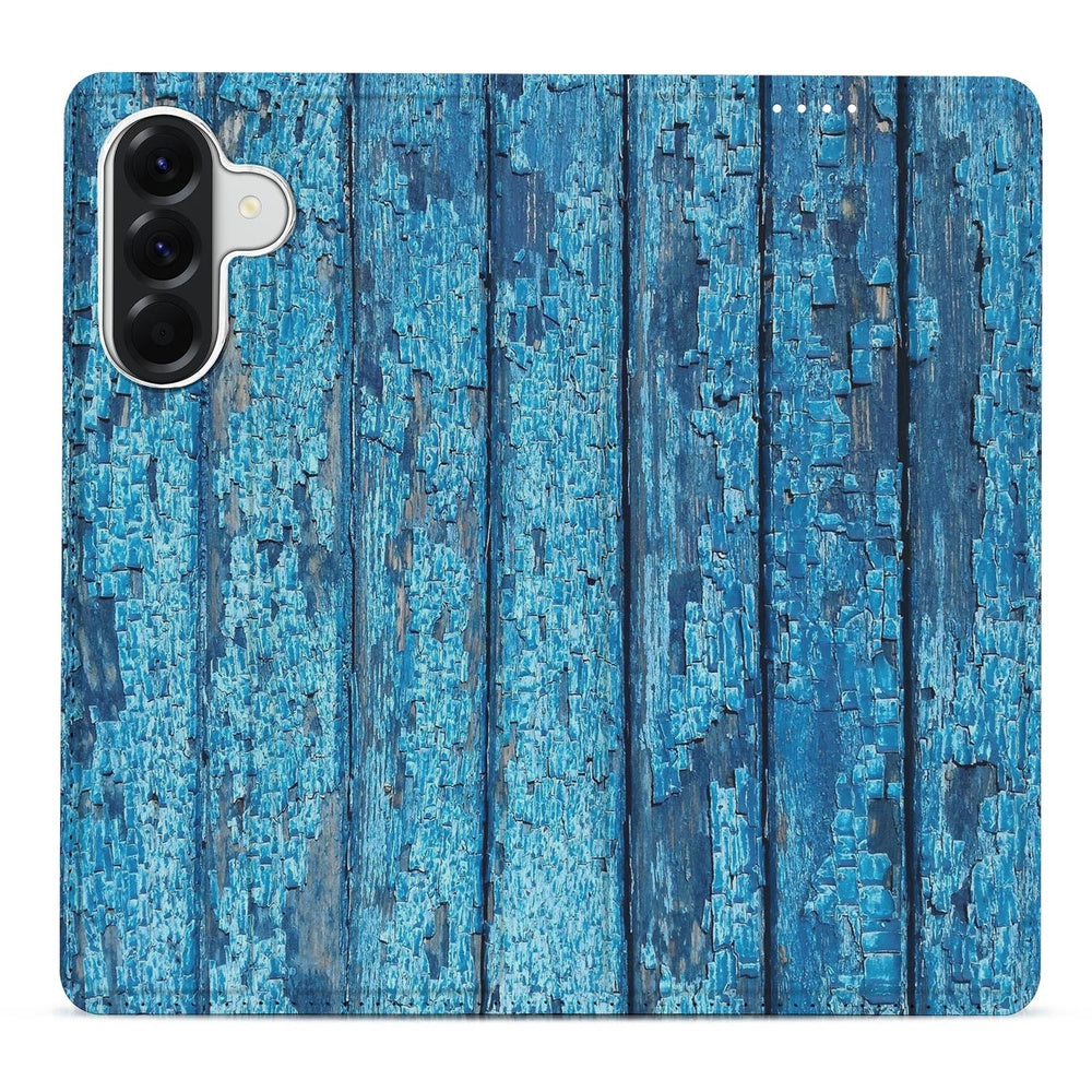 Samsung Galaxy A37 Flip Style Cover Wood Blue detail.